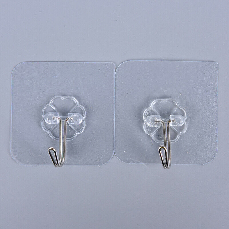 10x Strong Clear Suction Cup Sucker Wall Hooks Hanger For Kitchen Bathro.l8