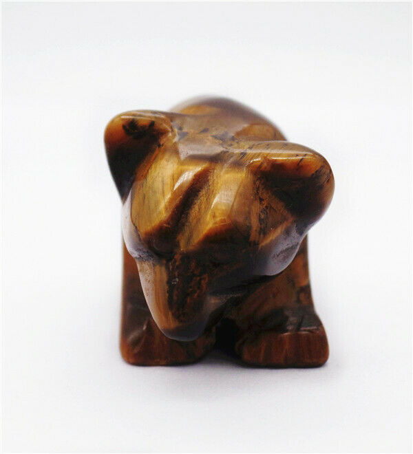 44x29x22mm Natural Tiger Eye Gem Carved Bear Decoration Statue Home Decor HH7725
