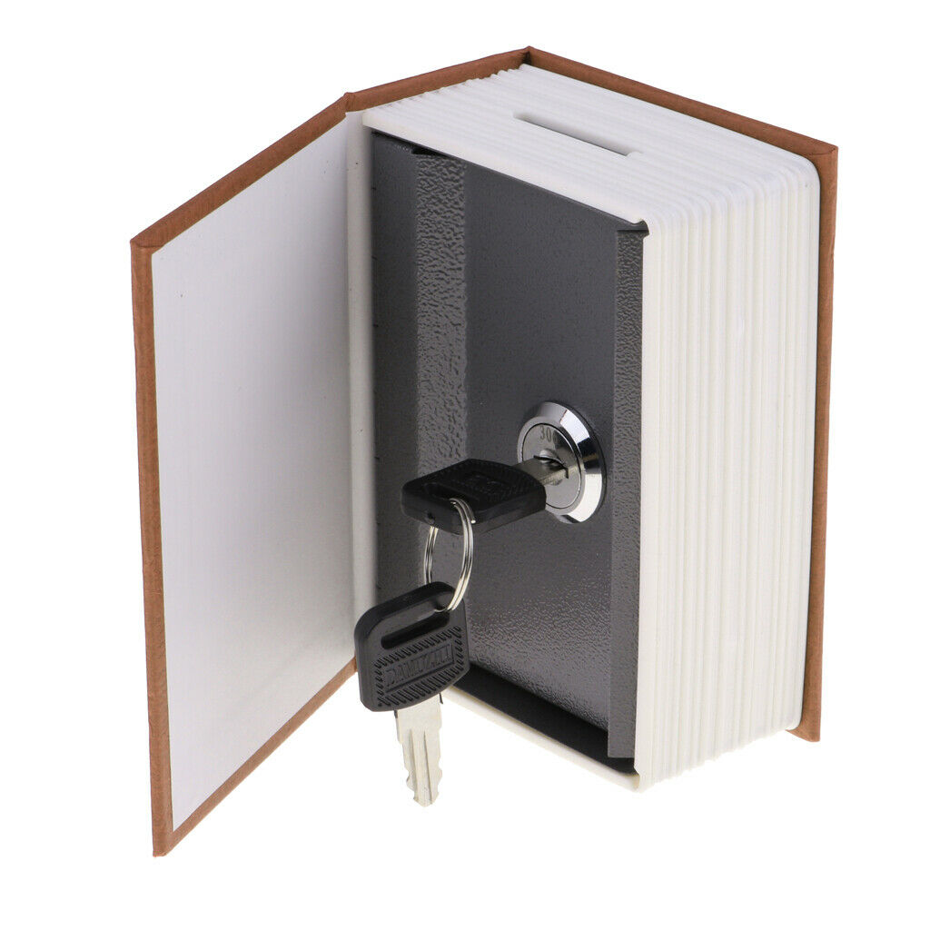 Small Hidden Dictionary Book Safe Stash with Key Piggy Bank Light Coffee