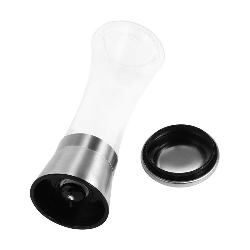 Premium Stainless Steel Salt and Pepper Grinder Set With Stand - Tall Salt andB1