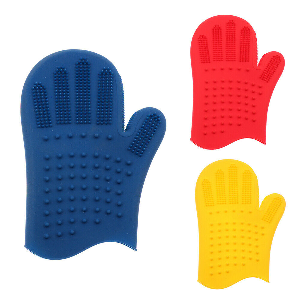 1Pcs Pet Cat Dog Bath Cleaner Grooming Glove Brush Hair Remover Red