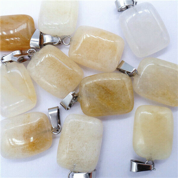 100Pcs 20x16x6mm Natural Yellow Aventurine Rectangle Oblong Pendant Bead HH8156