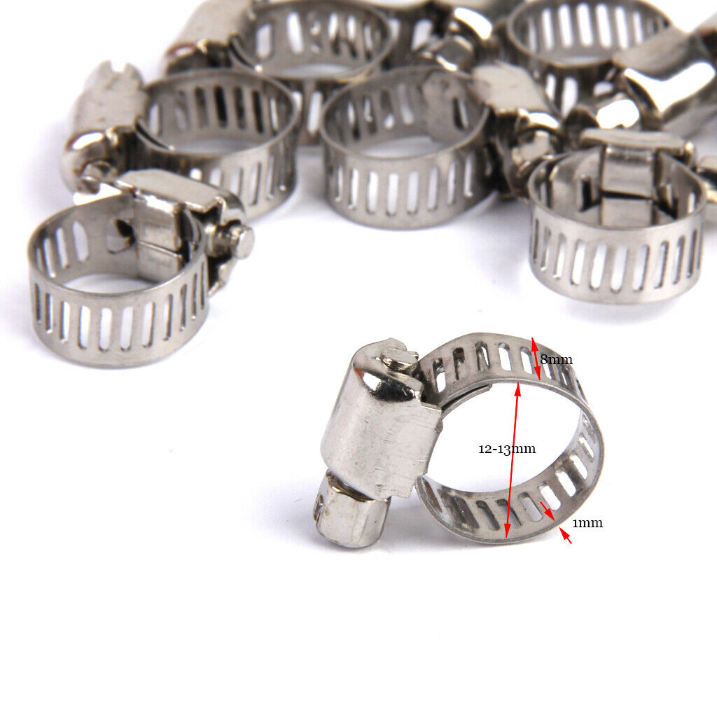 10pcs Adjustable Fuel Gasoline Pipe Hose Clamps Stainless Spring Clamp 8 12mm
