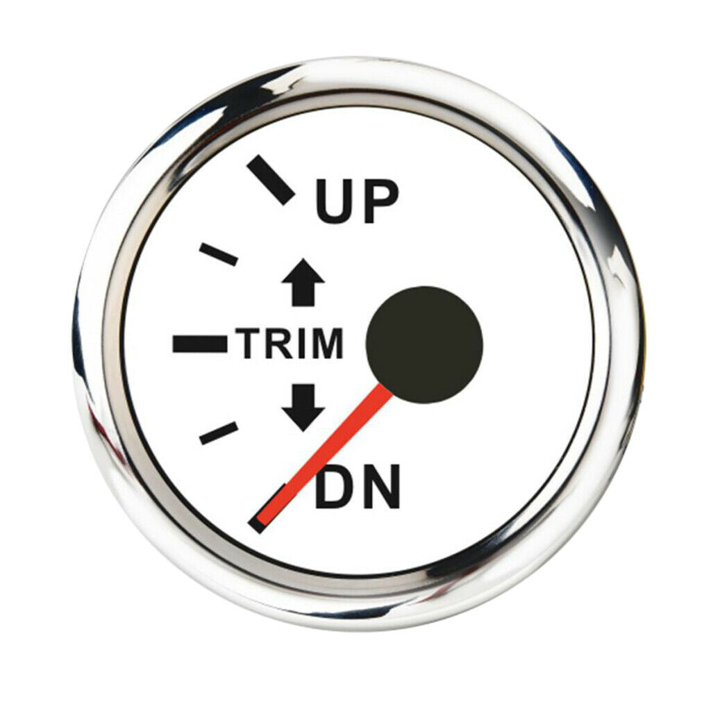 Marine Trim Gauge 52mm 2 inch, Round, White, Waterproof 316 Stainless Steel