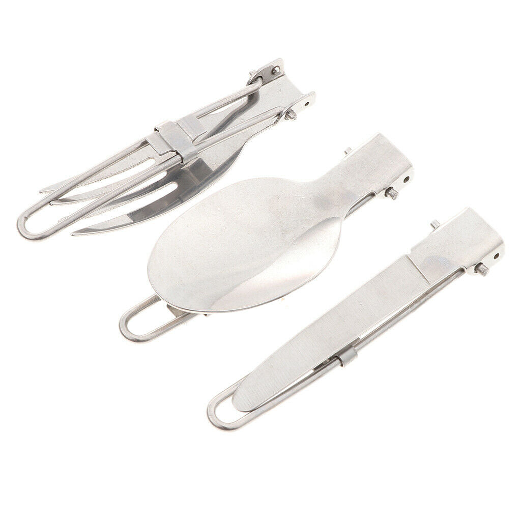 Prettyia   Folding   Cutlery   Set   Spoon   Fork   for   Camping   Picnic   BBQ