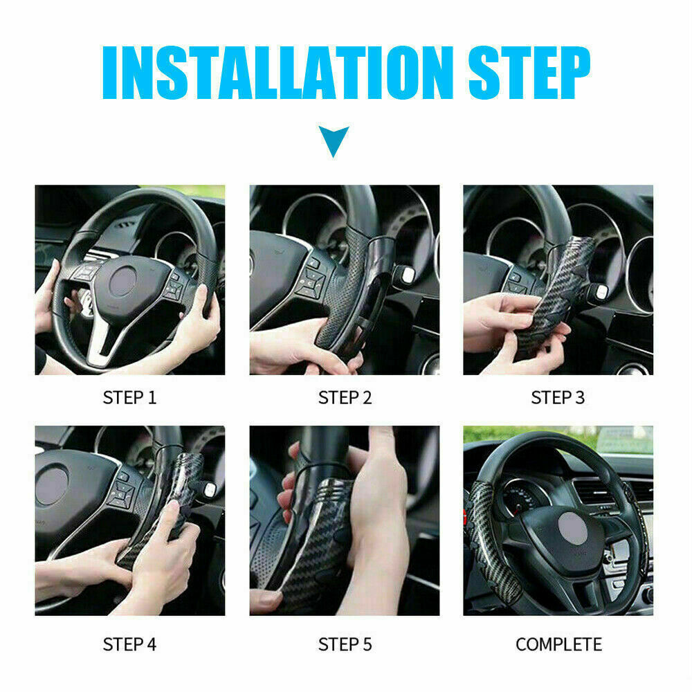 2x Carbon Fiber Universal Car Steering Wheel Booster Cover Non-Slip Accessories