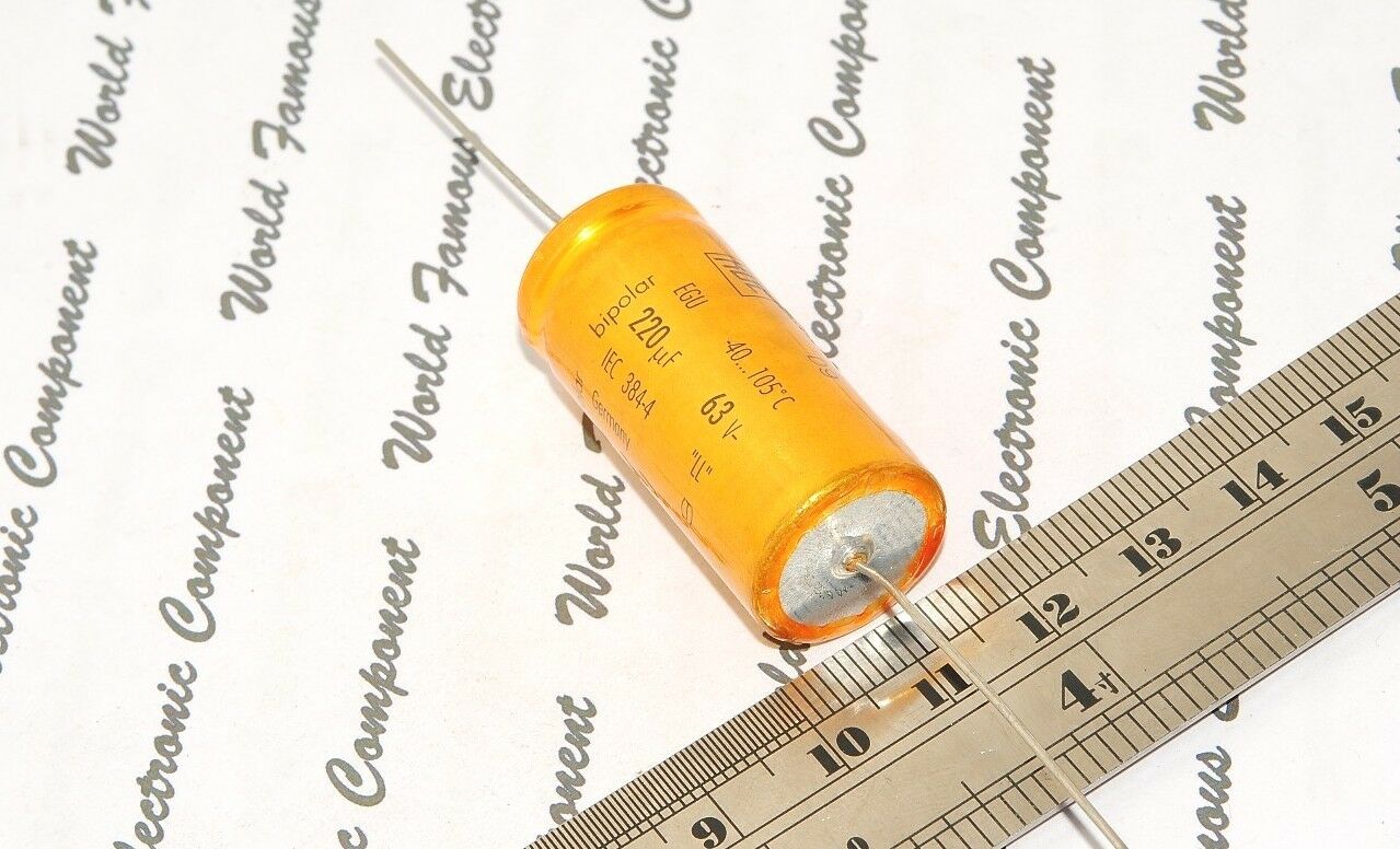 1pcs - ROE EGU 220uF (220µF) 63V Bipolar Axial Capacitor / Kondensatoren - BP