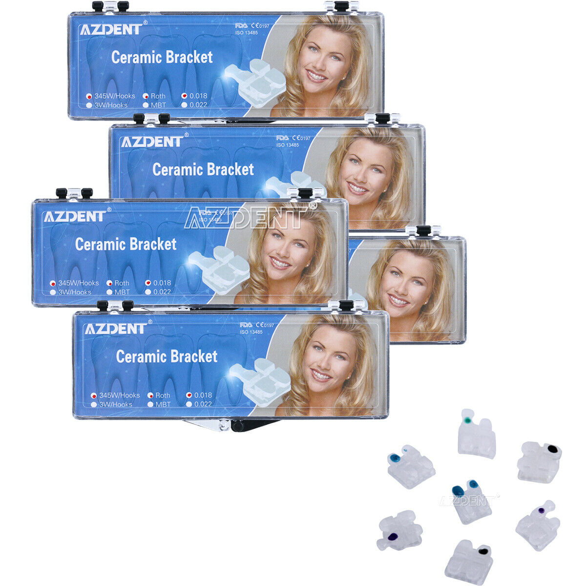 5 X Dental Orthodontic Clear Ceramic Brackets Braces Roth 018 Hooks 345 AZDENT