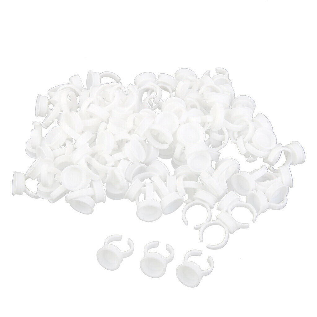 Lots 200 Eyelash Extension Tattoo Permanent Makeup Ink Caps Rings White L