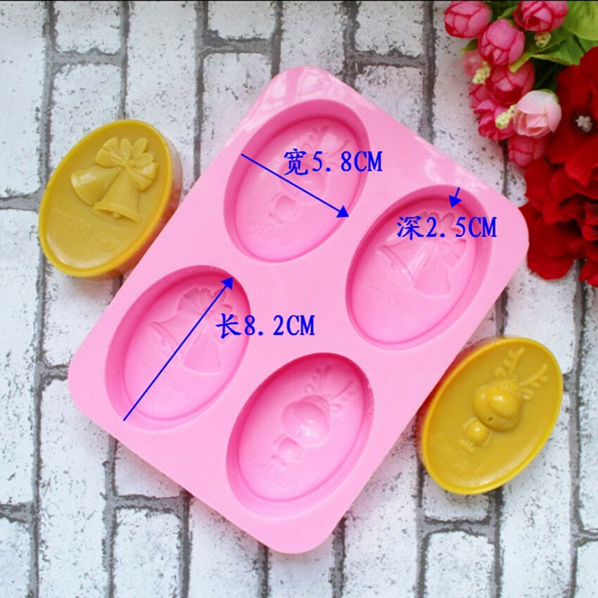 Silicone Cake Mold 4 Cute Deer Bell DIY Chocolate Mold Handmade Soap Mold