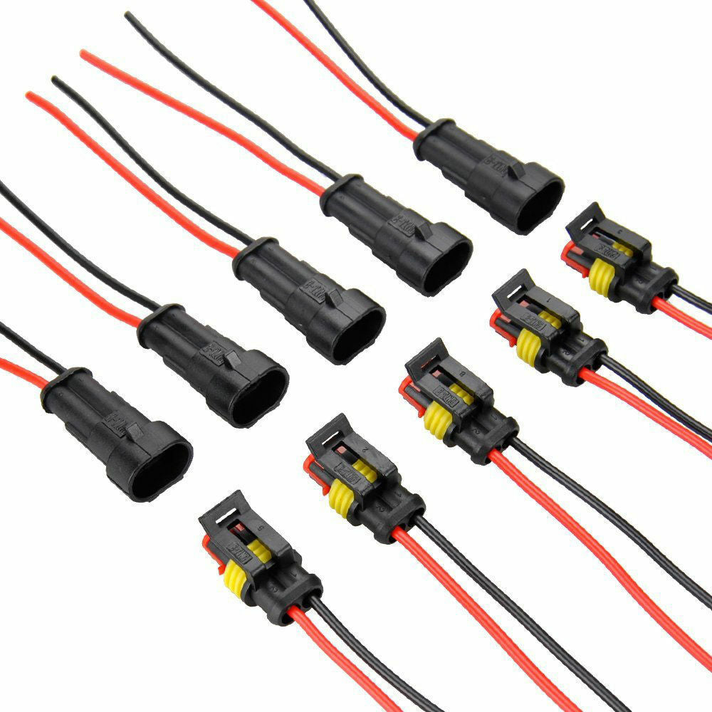 5x 2Pin Car Waterproof Electrical Connector Plug with Wire AWG Marine 6cm 3C DD