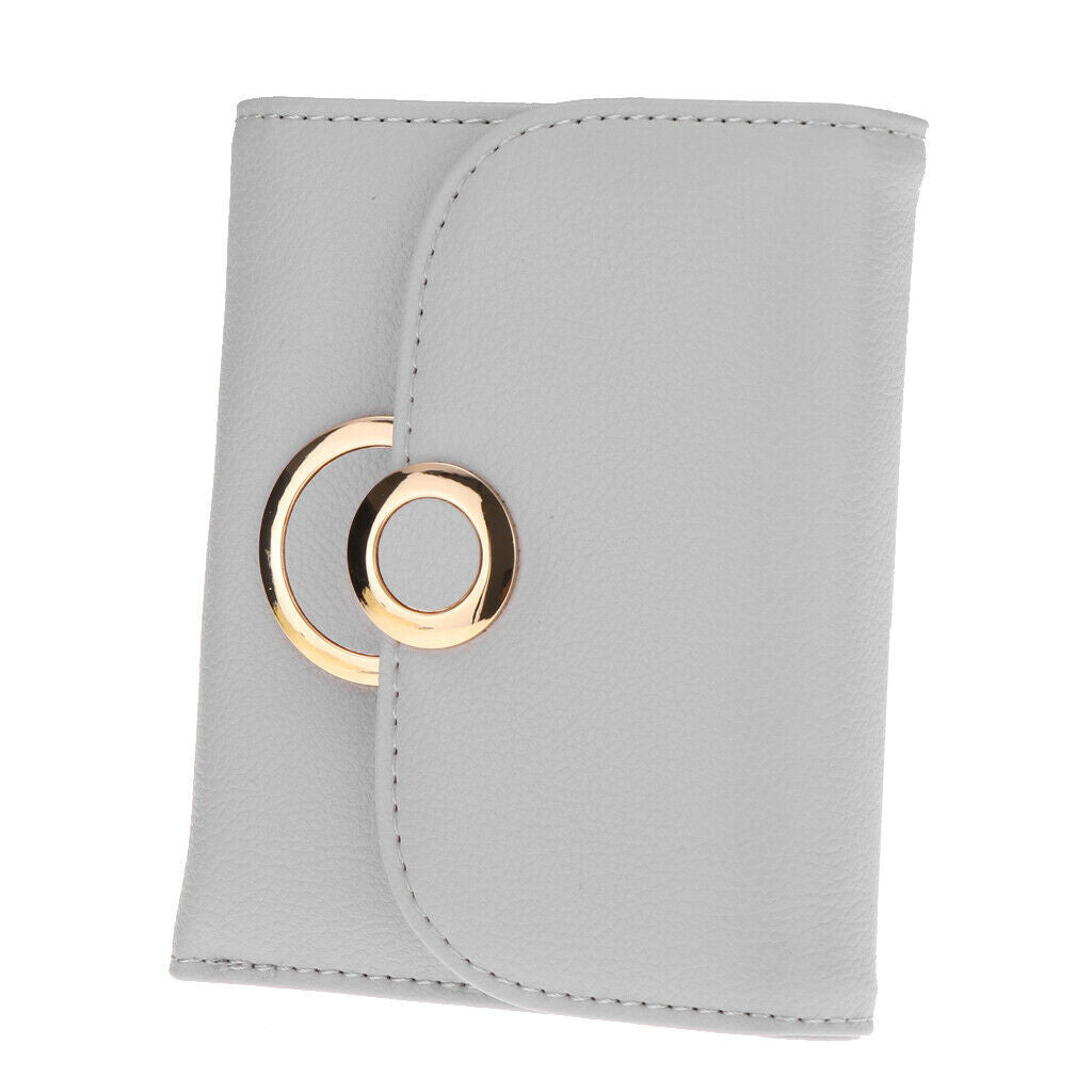 Women Girls PU Leather Classic Solid Purse Clutch Trifold Wallet Light gray