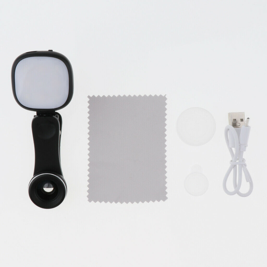 Selfie Ring Light Fill Light with Wide Angle and Macro Lens Kit Black