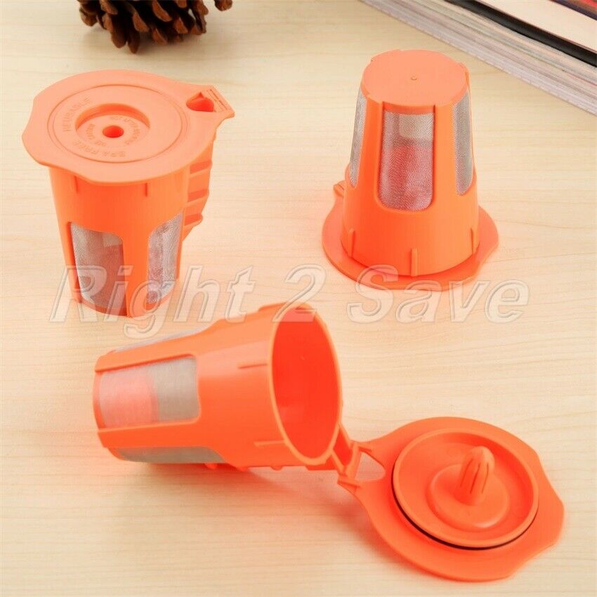 3Pcs K-Carafe Orange Coffee Filters Pods Cup Reusable For Keurig 2.0 i Cafilas