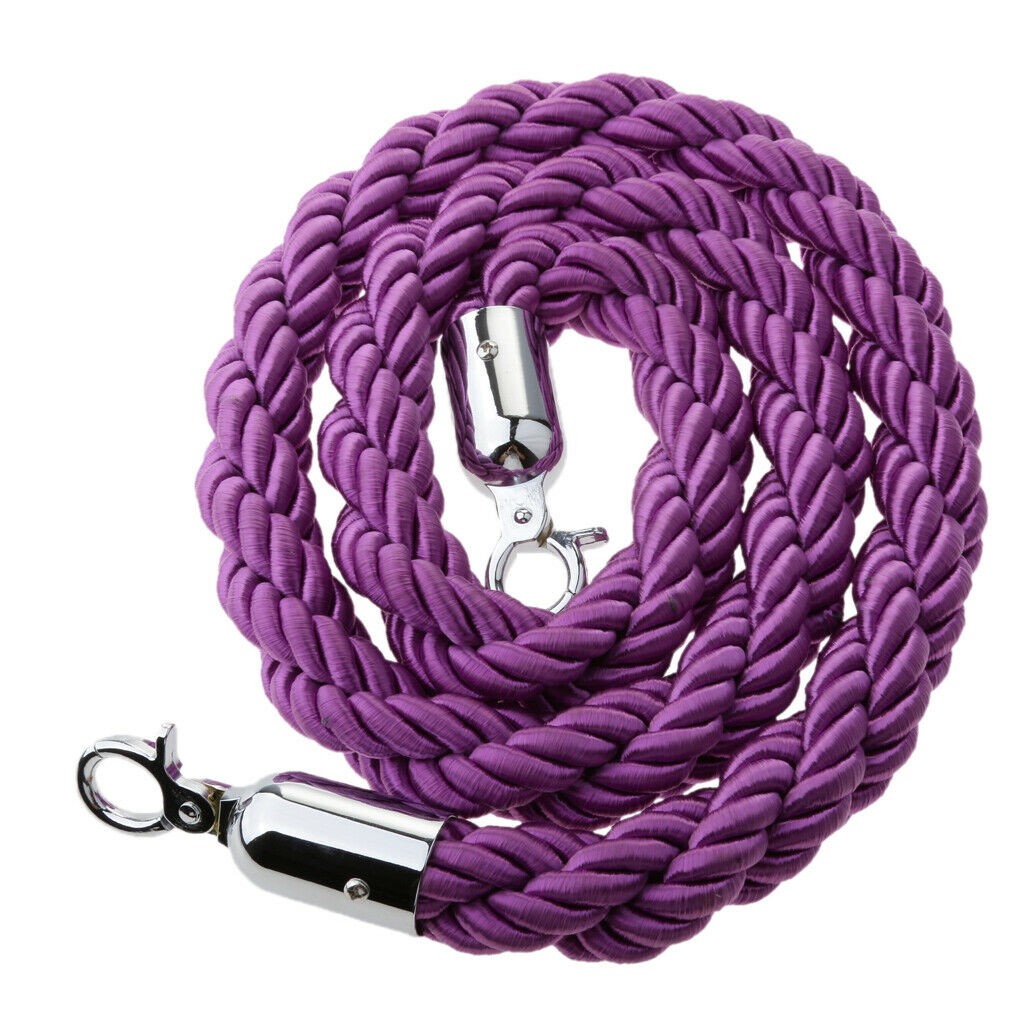 Purple Queue Barrier Stand Posts Twisted Rope Divider Crowd Stanchion 1.5m