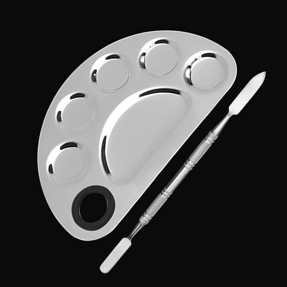 Stainless Steel 6 Holes Makeup Palette Nail Art Polish Mixing Plate Foundation