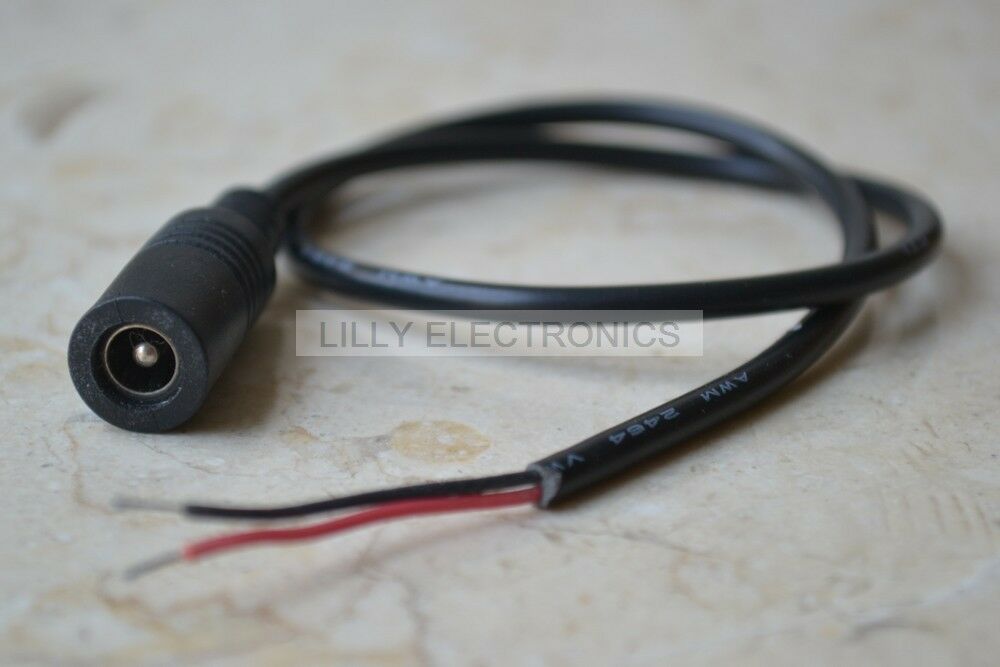 5pcs 5.5 x 2.1mm DC Power Connector Adapter w/ Wire Cable
