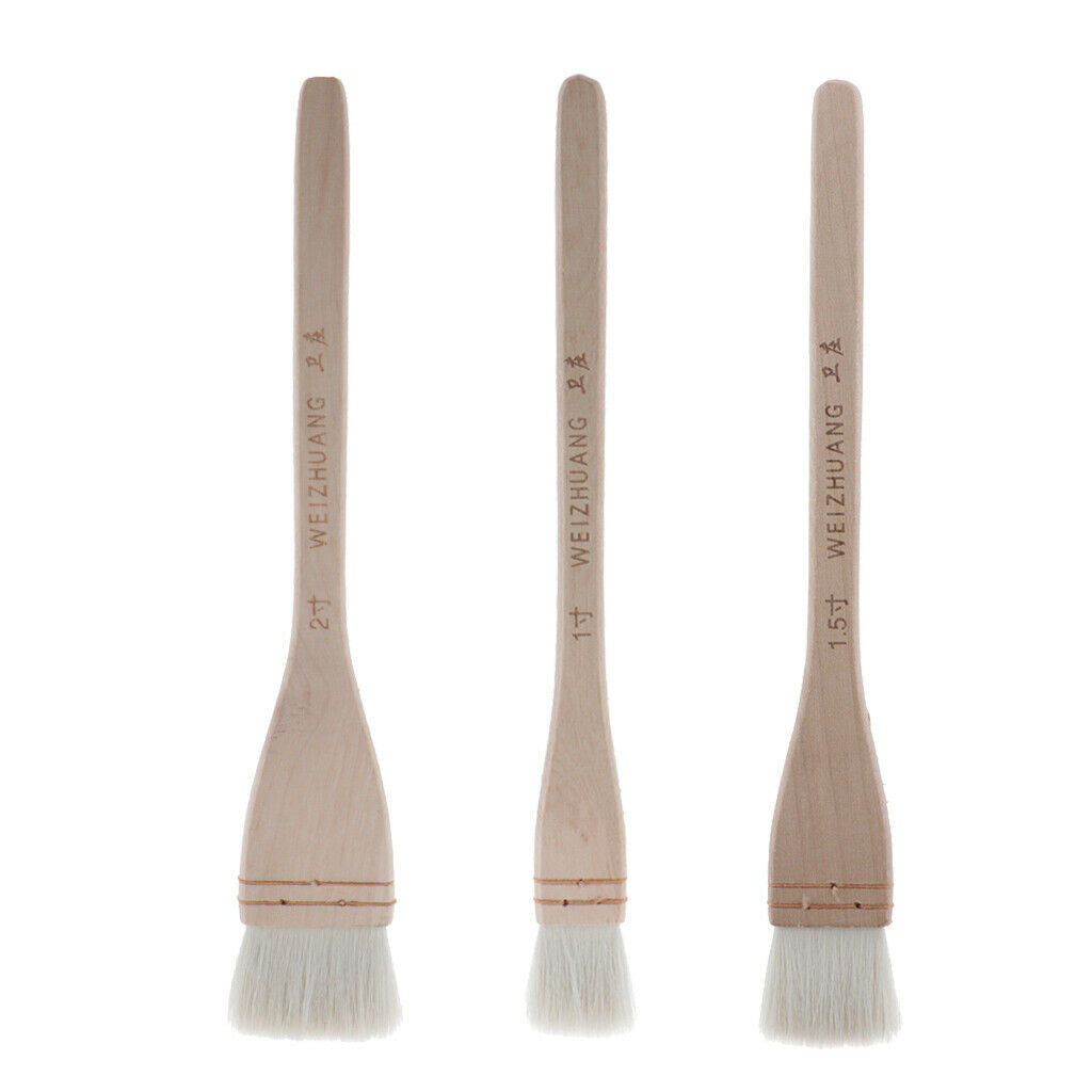 3x Professional Brushes Drawing Brushes Long Wood Handle Watercolor Painting