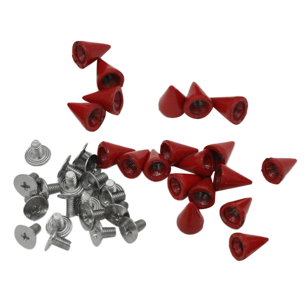 20Set Red Metal Studs Rivet Bullet Spike Cone Screw for DIY Leather Craft 7x10mm