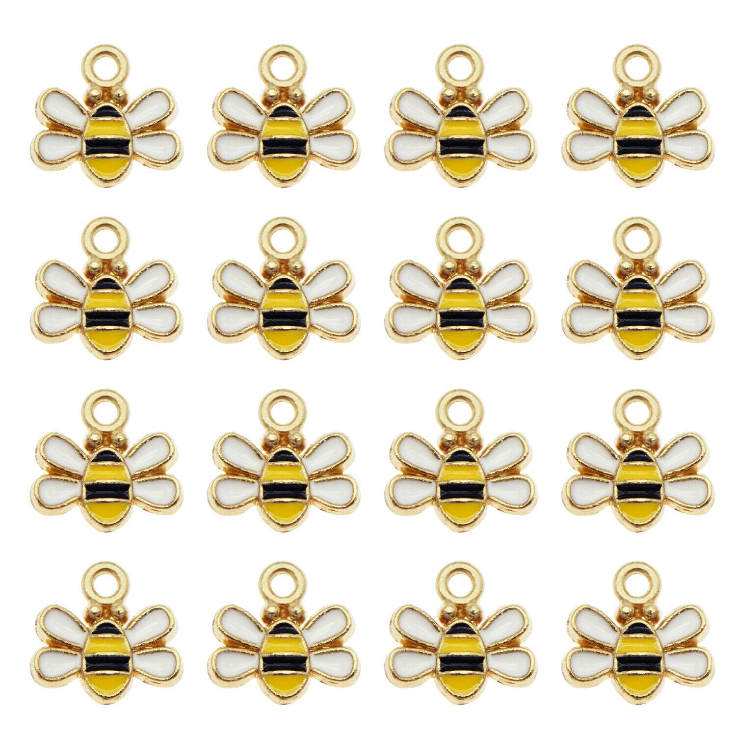 40PCS Enamel Colorful Honeybee Bees Insect 11x10mm Charms Pendant DIY Crafts