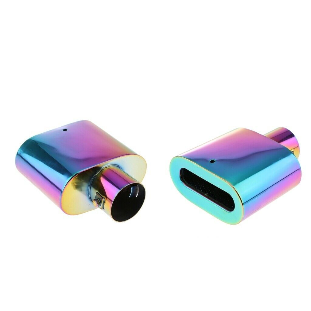 2PCS Car Truck Tail Throat Pipe Exhaust Pipe Trim Tips Muffler Pipe Colorful