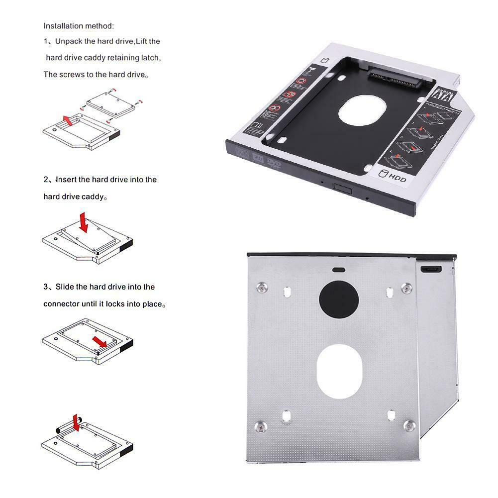 9mm SATA to SATA 2nd SSD Caddy Case Hard Disk Drive Enclosure CD-ROM Optical