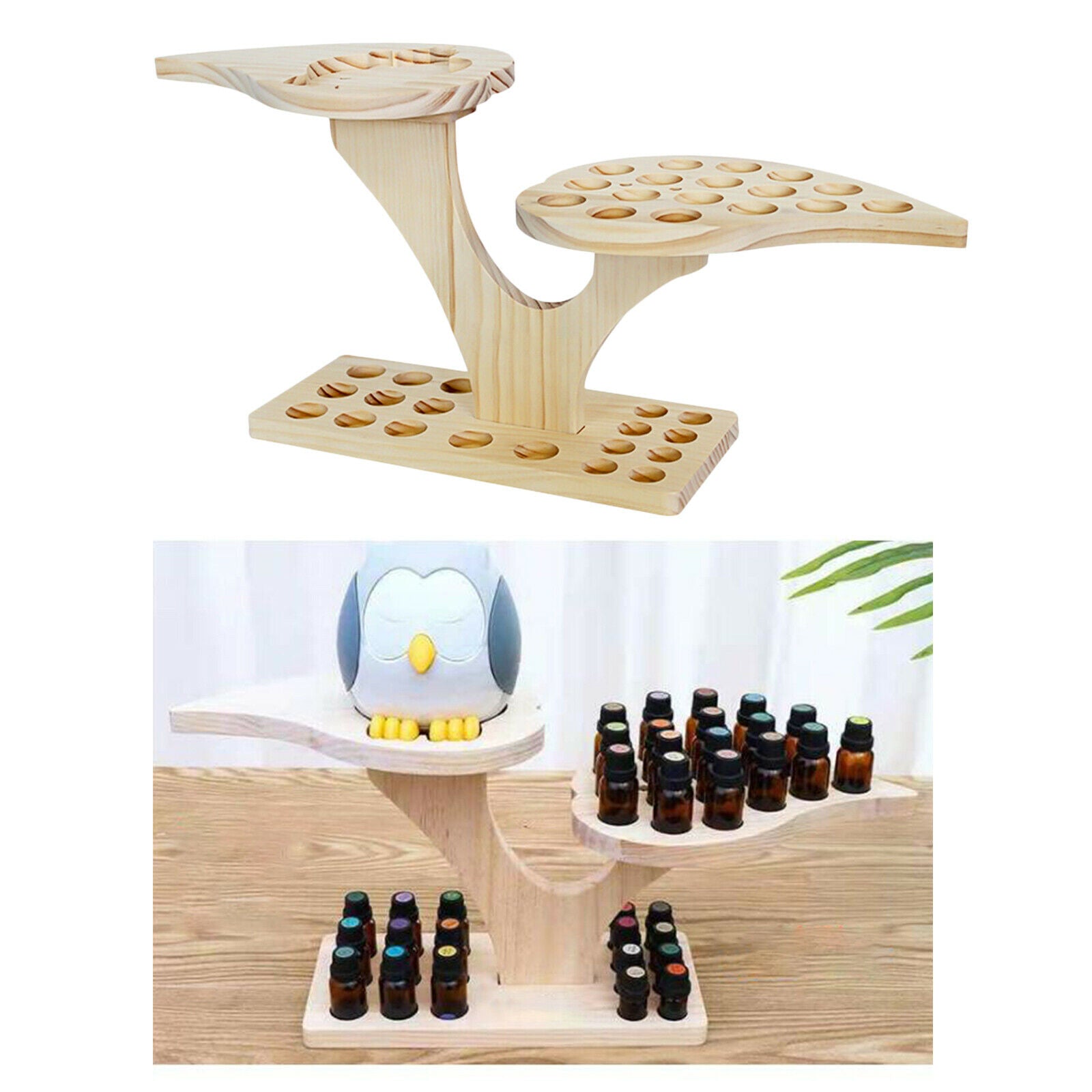 36 Slots Wooden Essential Oils Stand Diffuser Holder Display Carousel Box