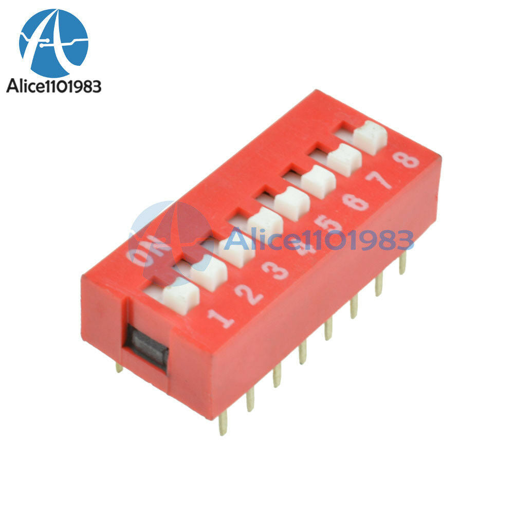 100PCS  Red Slide Type Switch Module 2.54mm 8-Bit 8 Position Way DIP Pitch