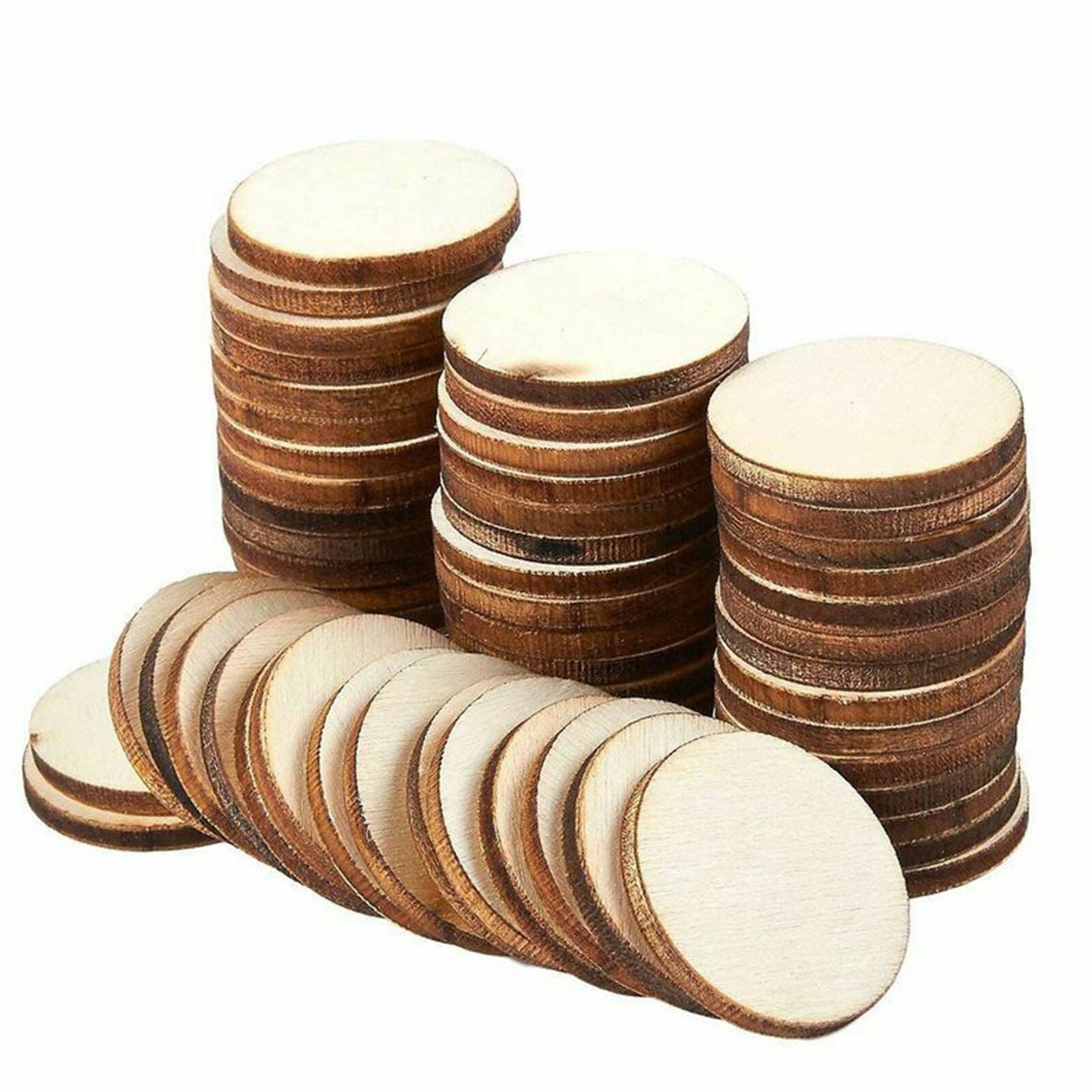 60 Pcs Unfinished Wood Slices Round Natural Rustic Wooden Circles for DIY 1 inch