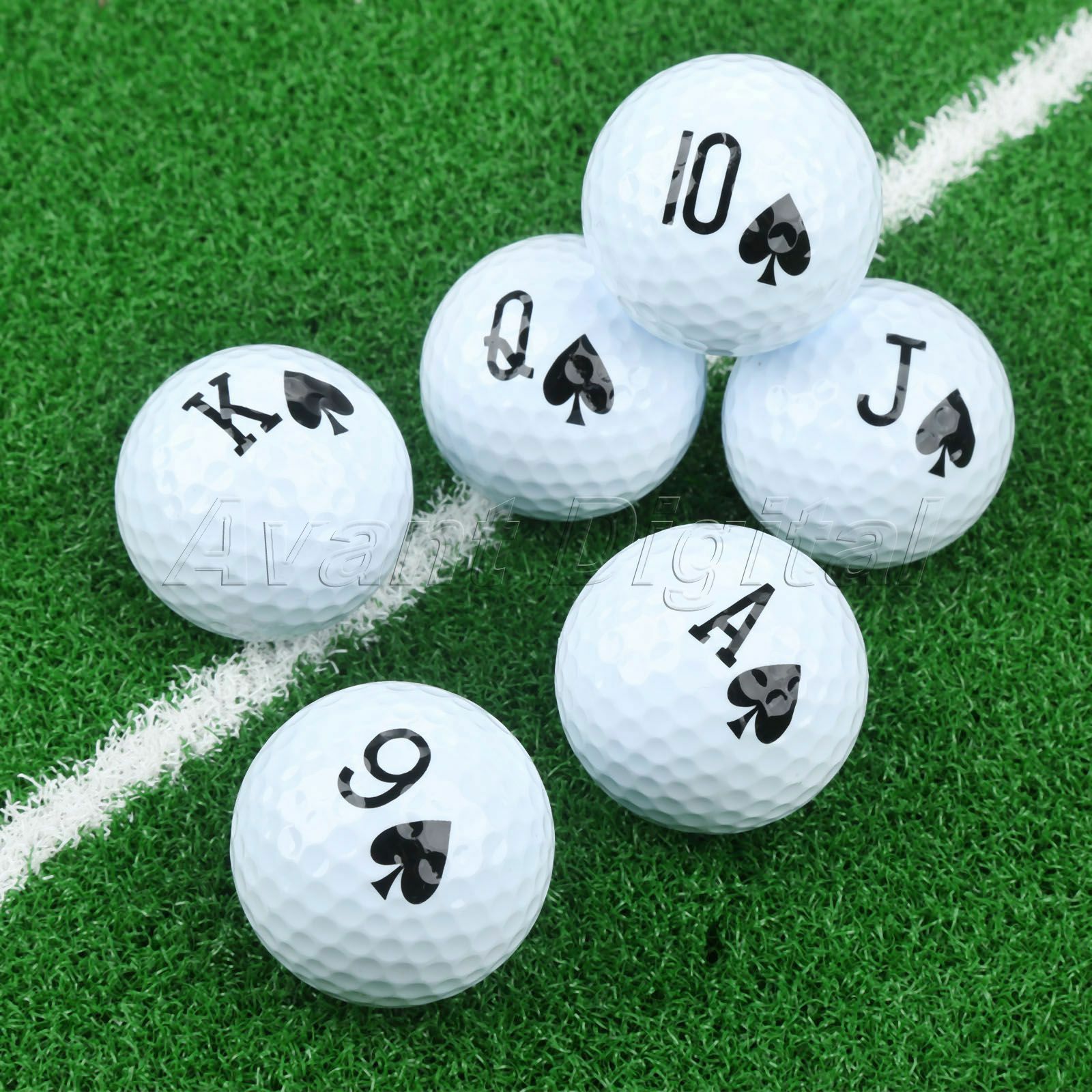 6 Pieces Durable Use Golf Balls Unique Design Poker Pattern Sporting Golf Club