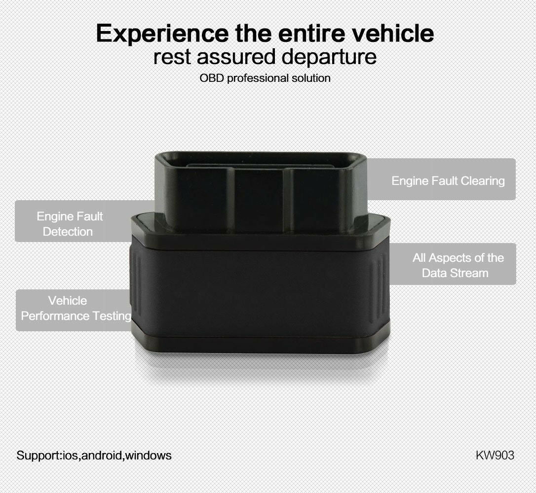 ELM327 KW901 Bluetooth ODB2 OBDII Auto Fault Diagnostic Scanner Code Reader Tool