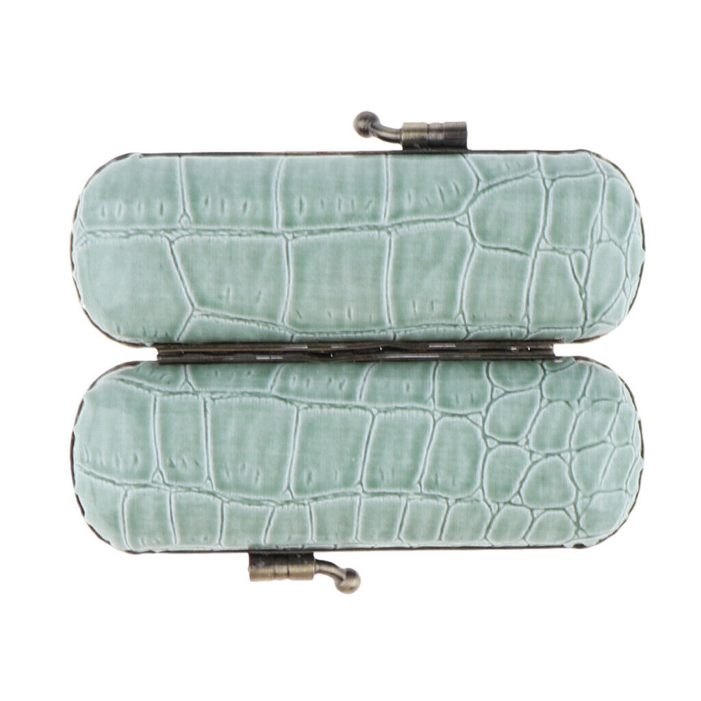 2pcs Cracked Stone PU Lipstick Lip Gloss Cases Storage Box Holder w/ Mirror