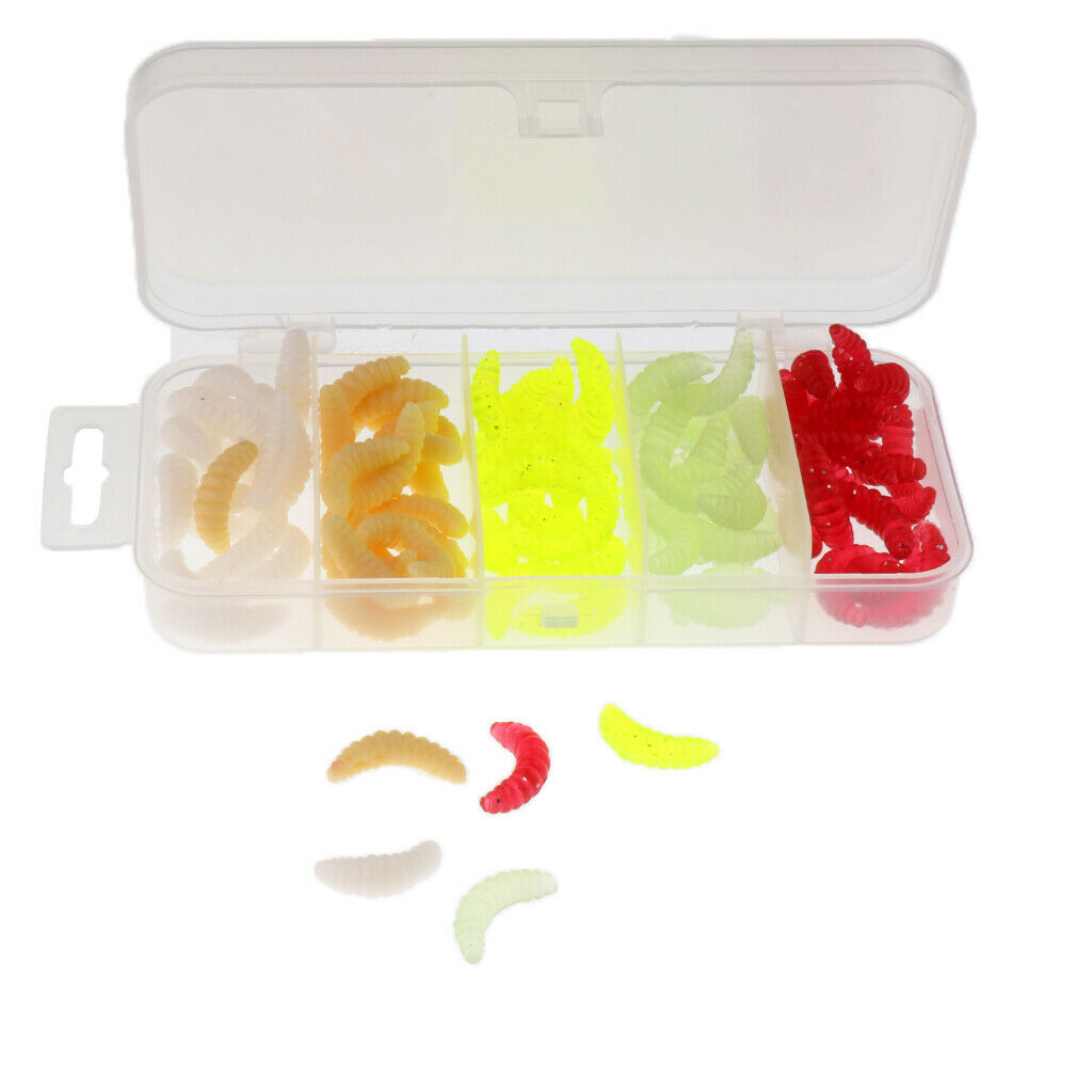 100pcs Soft Fishing Simulation Maggots Earth Worm Fishing Lure Tackle Baits