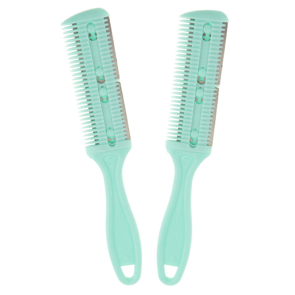 2 Pieces Double Sided Portable Salon DIY Hair Trimmer Thinning Grooming Comb