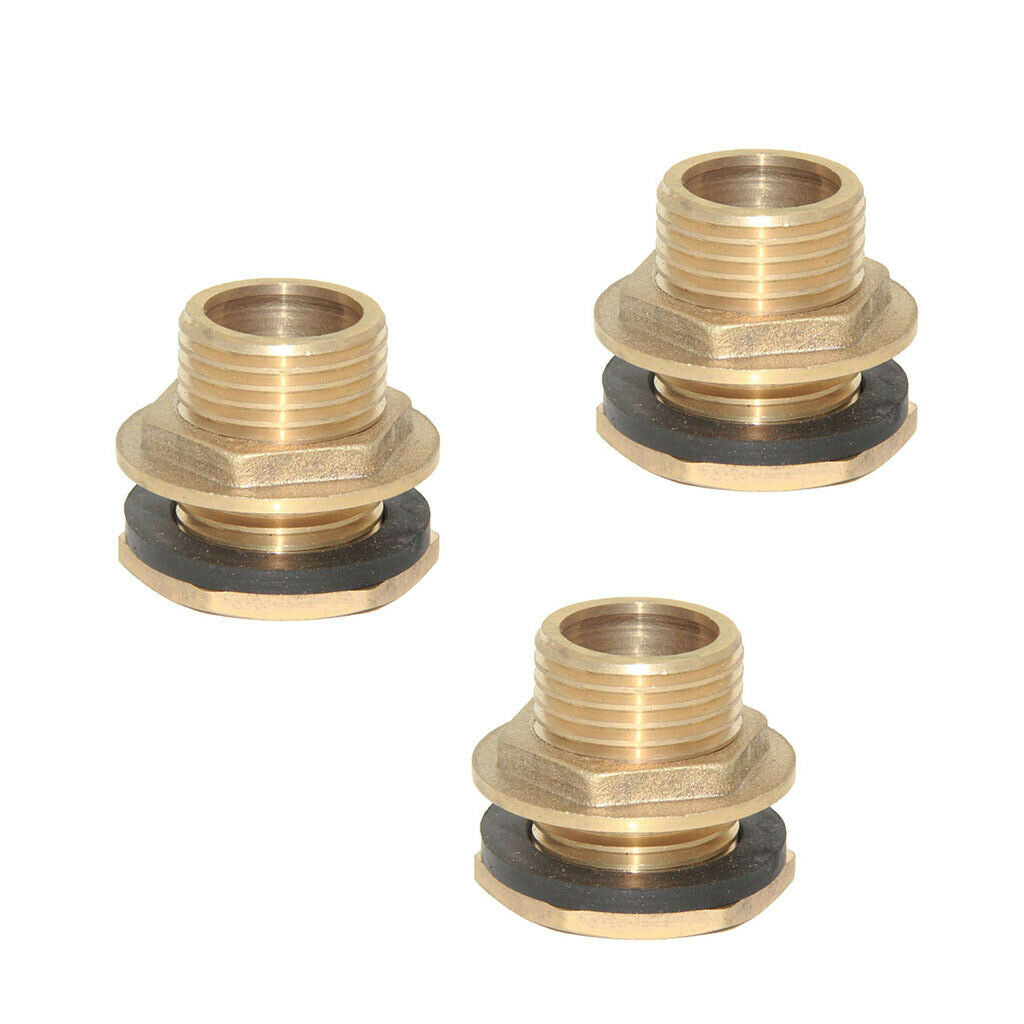 3x Brass Hose Connector Pipe Fittings for Water Tank Cistern DN20 ( 3/4-inch )