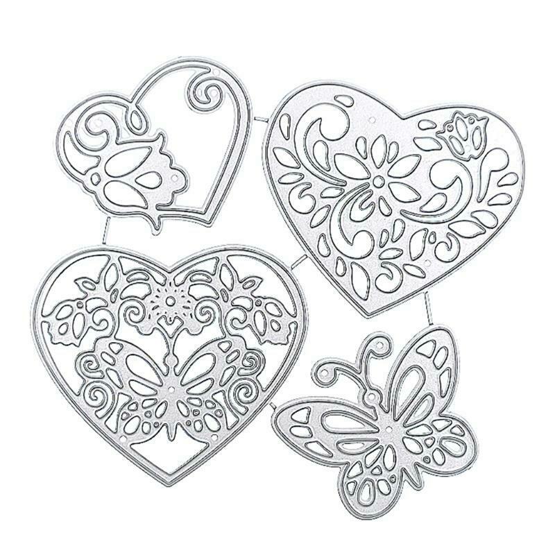 Heart Butterfly Metal Cutting Dies Stencil DIY Scrapbooking Album Paper Template