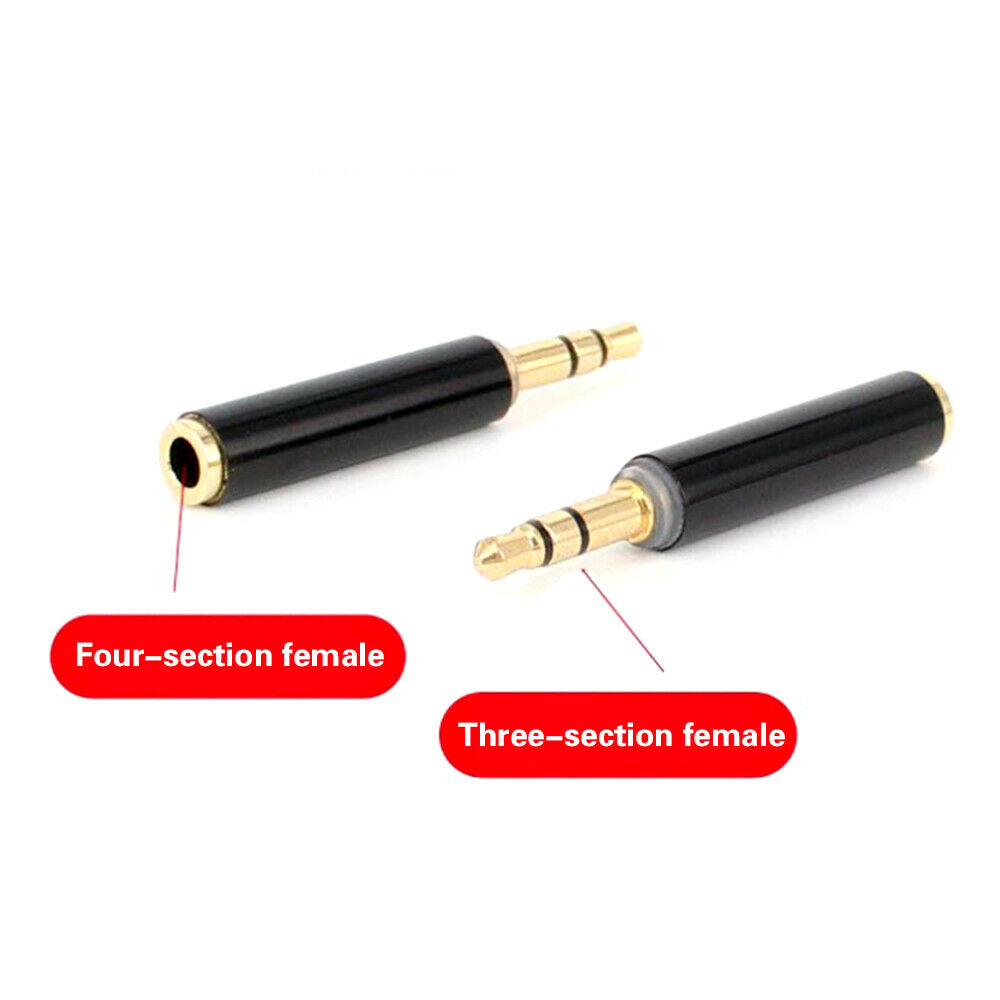 1Pcs 3.5mm 3 Pole Male to 4 Pole 3 Ring Female Stereo Audio Adapter Converter