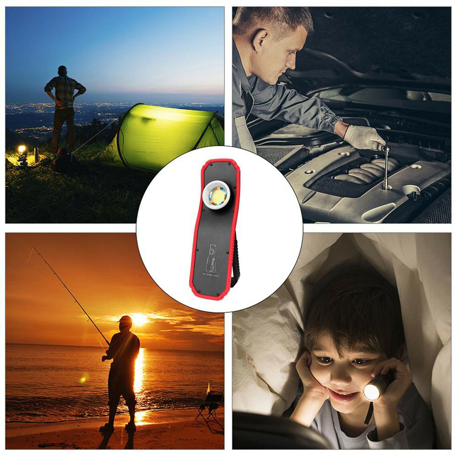 Lightweight LED COB Torch Rechargeable Magnetic Camping Lighting Work Light
