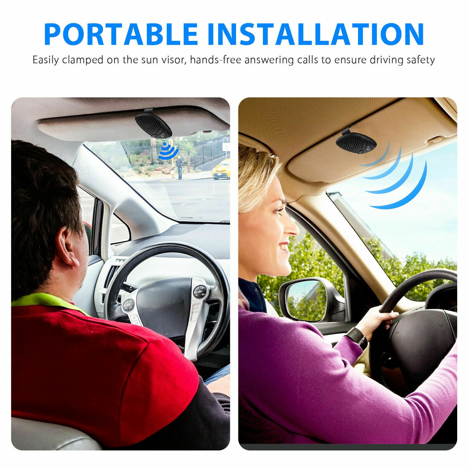 Sun Visor Wireless Bluetooth 5.0 Phone Hands Free Car Kit Speakerphone Speaker