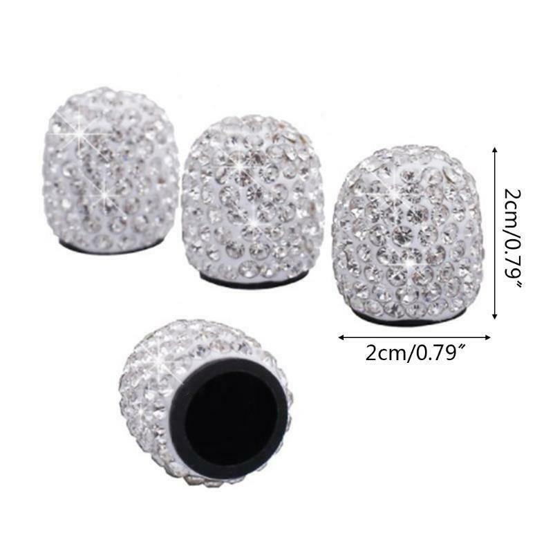 Crystal Rhinestone Universal Tire Valve Dust Caps Set of 4 Air-tight Leak-proof