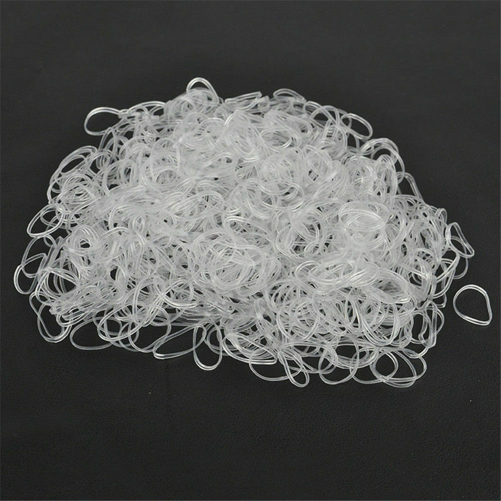 500pcs Rubber Braiding Plaits Hair Elastic Bands Small Clear