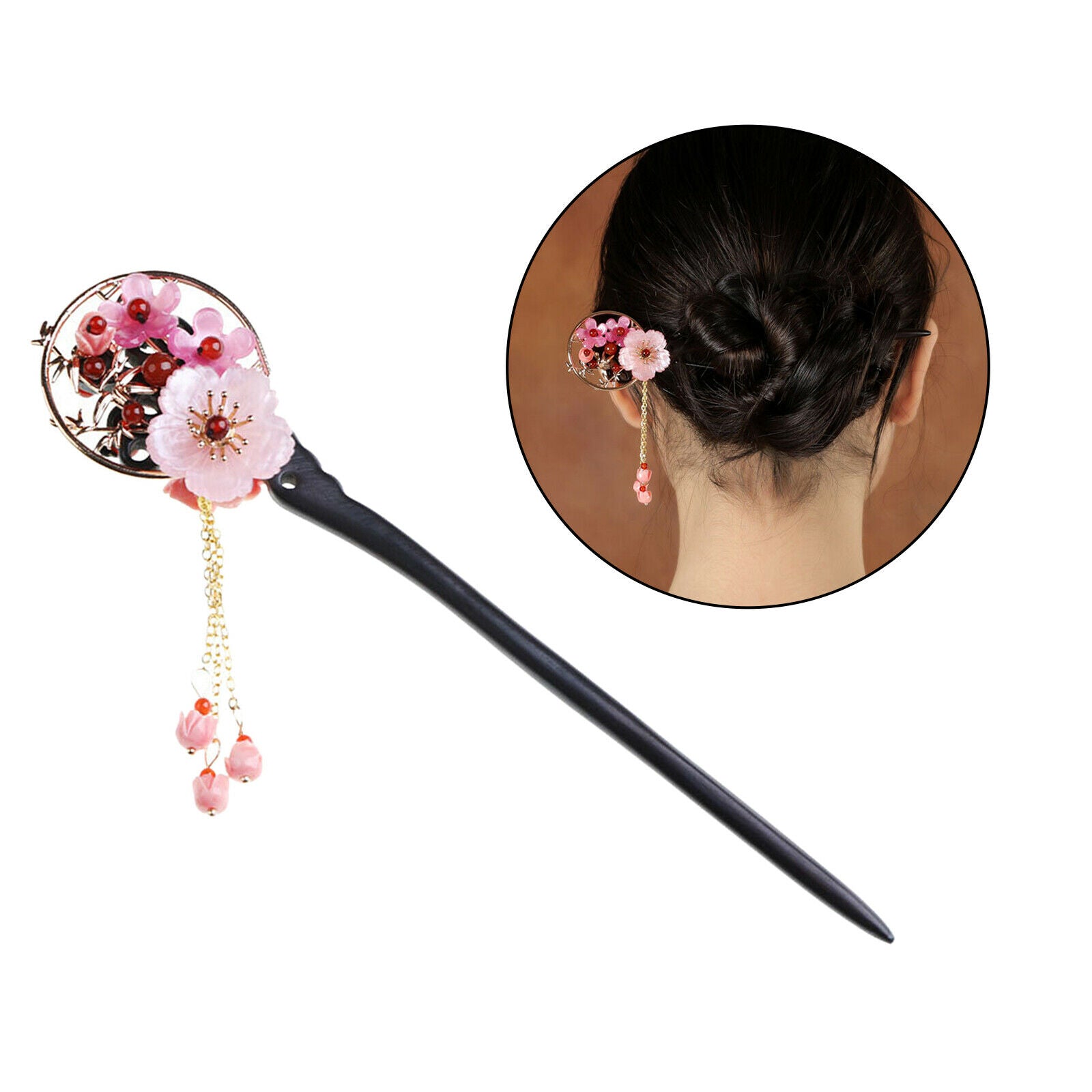 Hair Pins Wooden Hair Pin Elegant Flower Tassel Gifts for Female Girls Bride