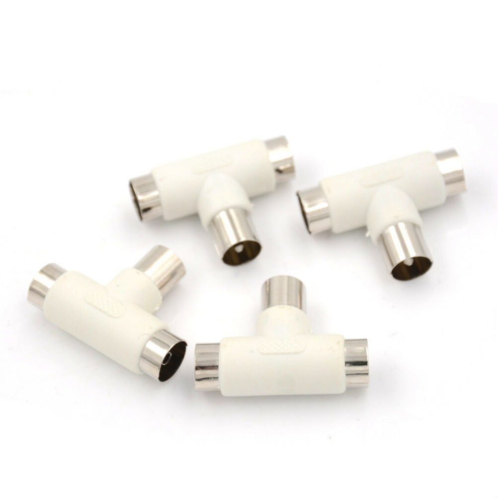 4x Coax Coaxial Antenna Y Splitter Adapter Aerial to TV Converter Plu.l8