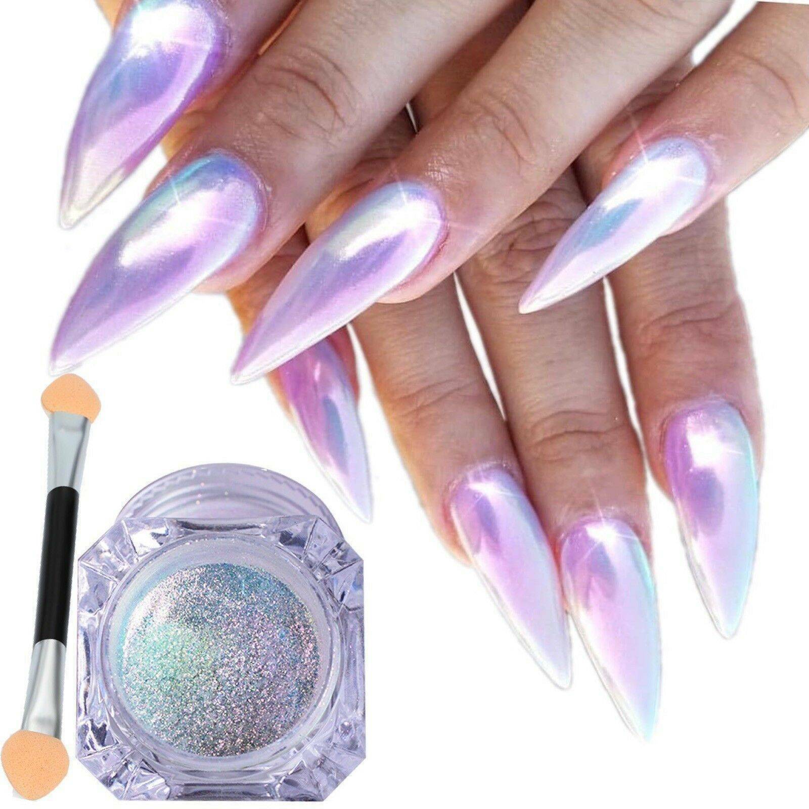 DIY Nail Art Pigment Glitter Mirror Mermaid Chrome Powder Dust Gel Polish Hot AU