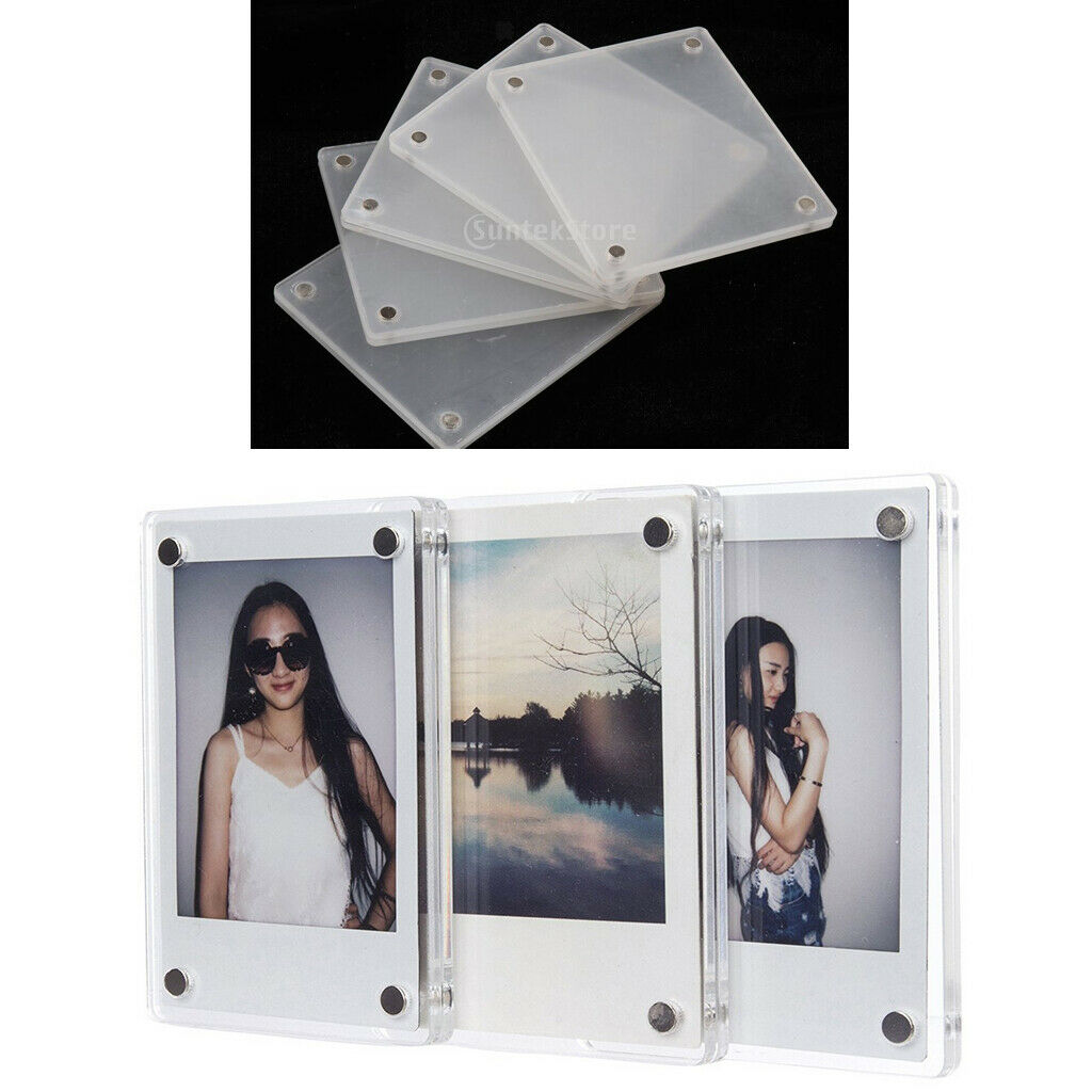 5 Pcs Clear Acrylic Fridge Magnetic Frame Double Sided for Fuji SQUARE SQ10