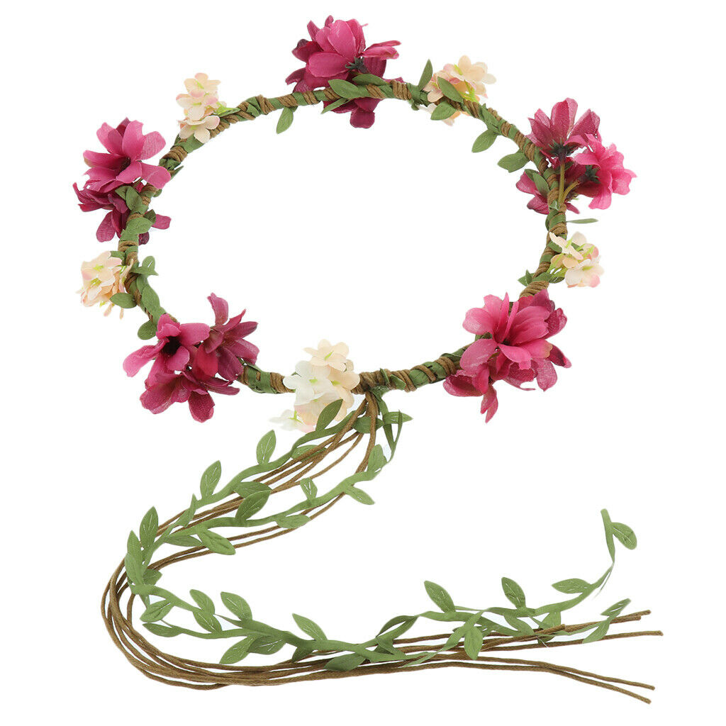 Women Flower Headband Floral Style Cross Head Wrap Hair Band Rose Red