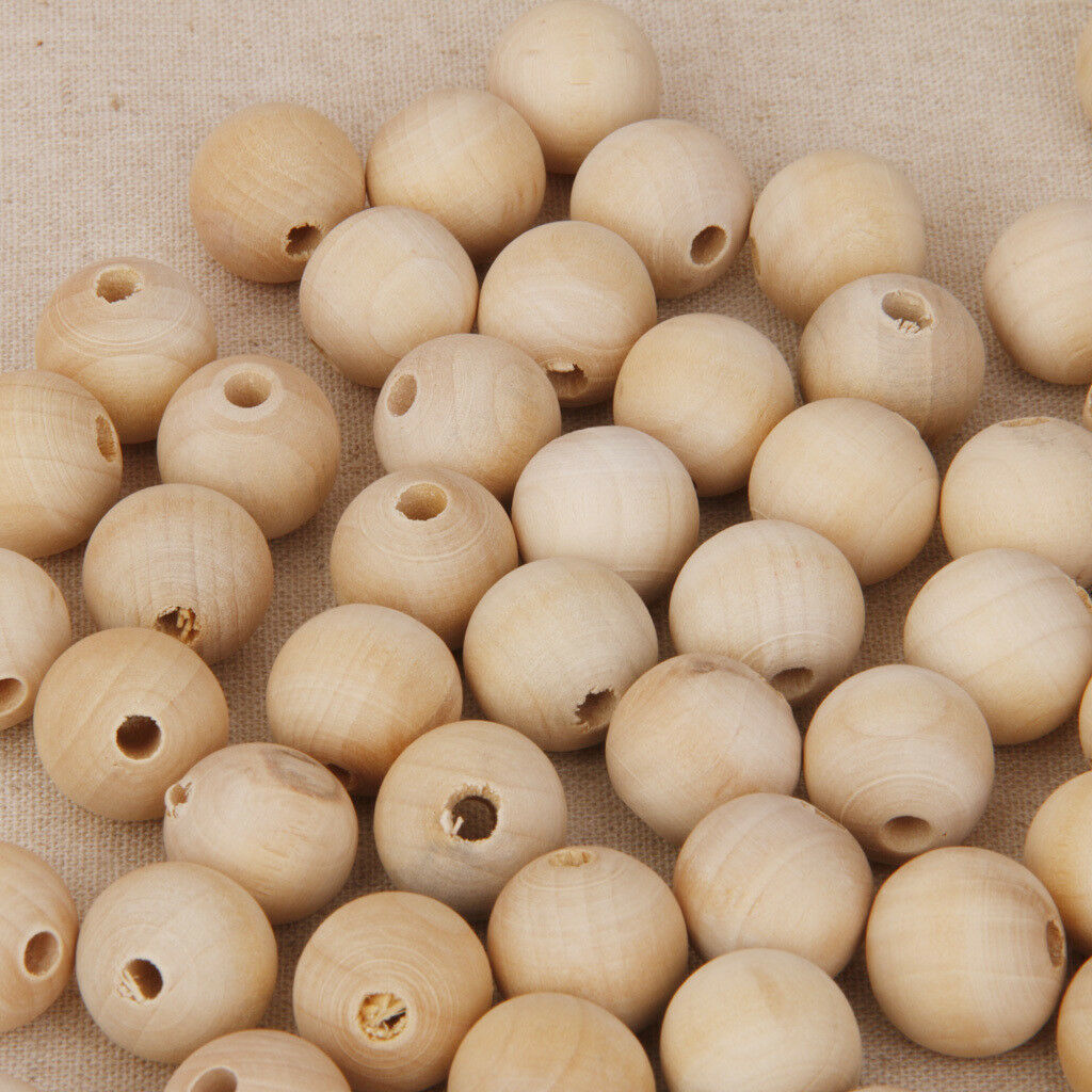 50pcs 8mm Natural Round Wood Beads Unpainted Jewelry Making Charms DIY