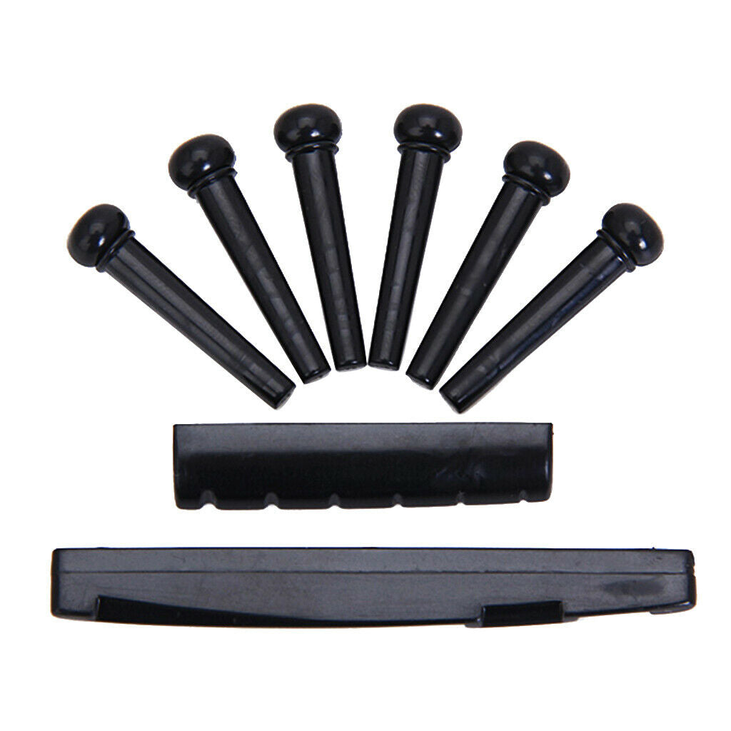 8pcs/set Black Saddle Nut and Bridge Pins for 6 String Acoustic Guitar
