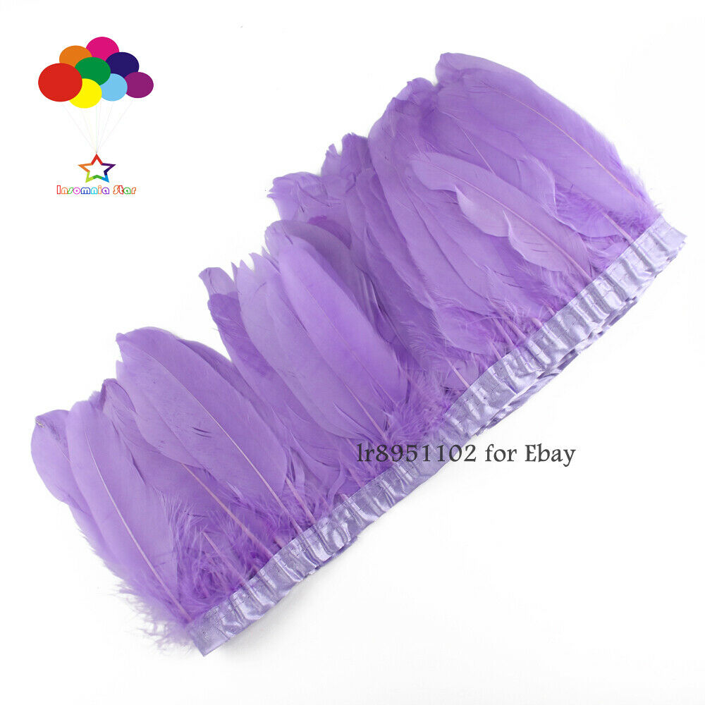 2 meter 15-20cm Goose Feather Wedding Lilac Dresses Decoration Skirt Party