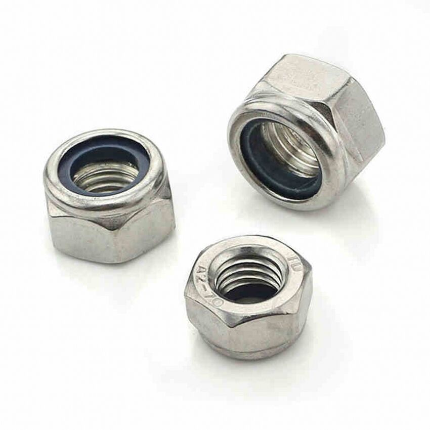 2PCS M8*1.0mm Fine Thread Nylon Insert Lock Nut Nyloc Nut 304 A2 Stainless Steel